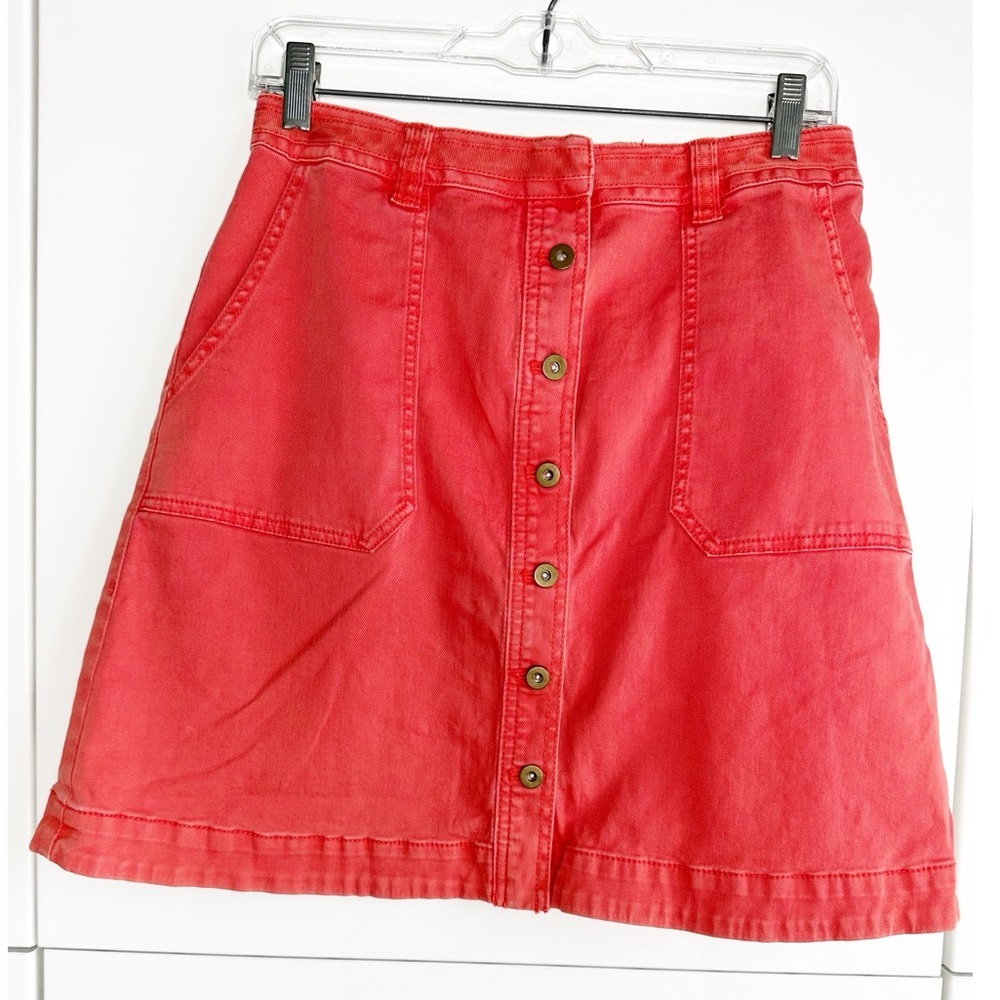 Anthropologie Pilcro Cotton Twill A Line Skirt Red Size 6 Knee Length Red Preppy